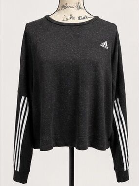 Adidas Black Crewneck Sweatshirt with White Stripe Sleeves